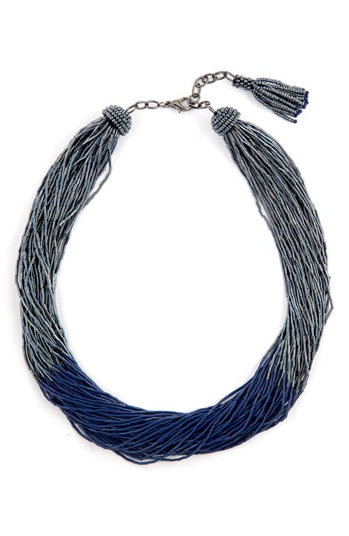 Deepa Gurnani Loretta Beaded Layered Necklace In Gunmetal