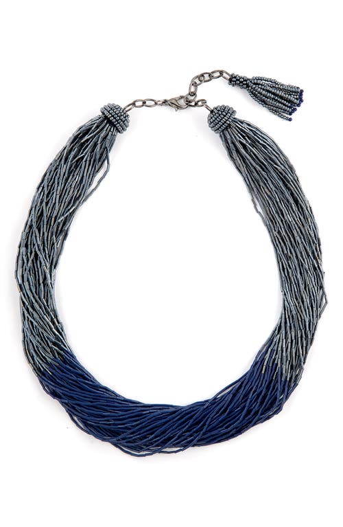 Deepa Gurnani Loretta Beaded Layered Necklace in Gunmetal 