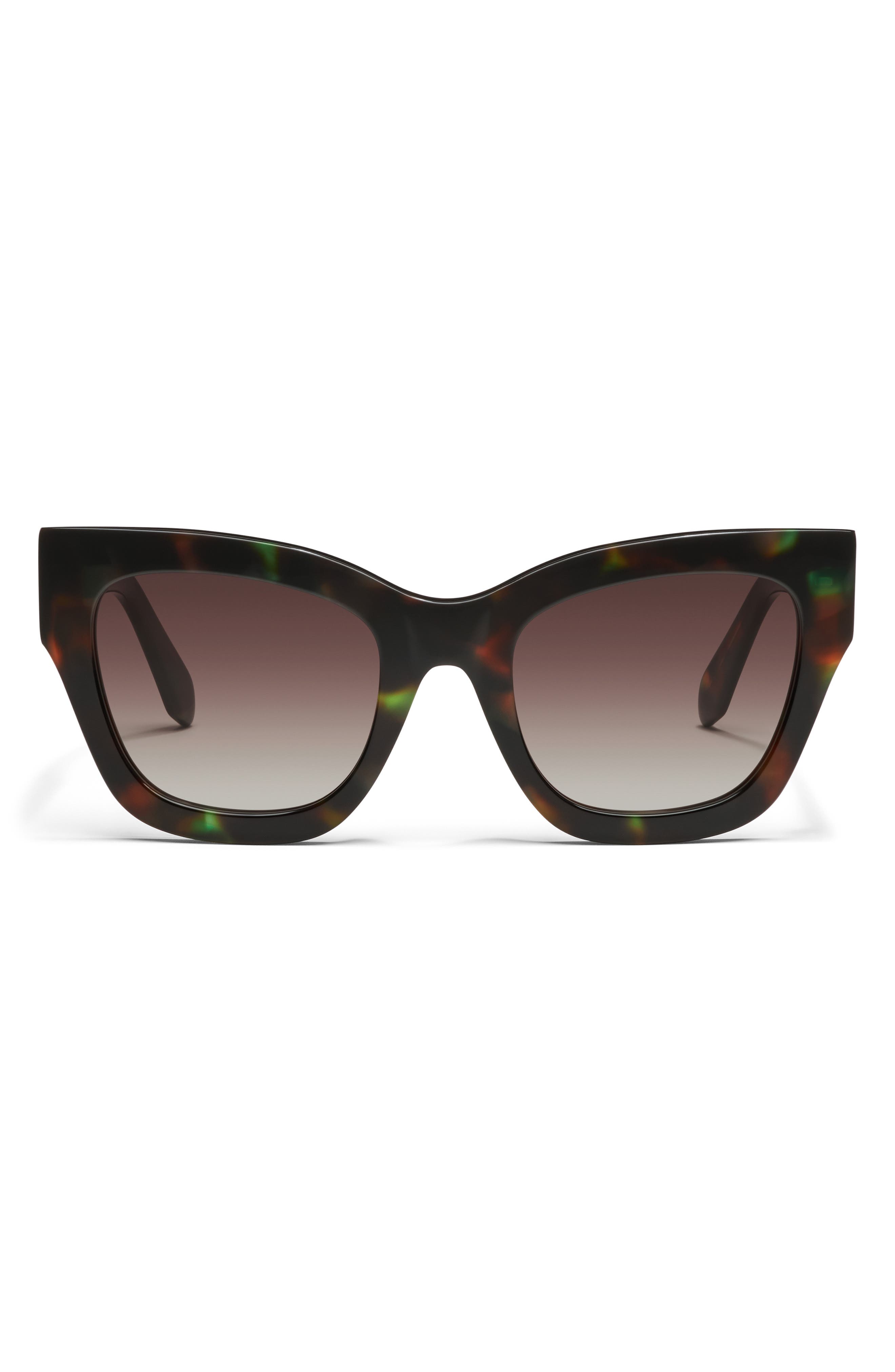 QUAY By the Way 46mm Square Sunglasses in Dappled Green Tort/Brown Cover