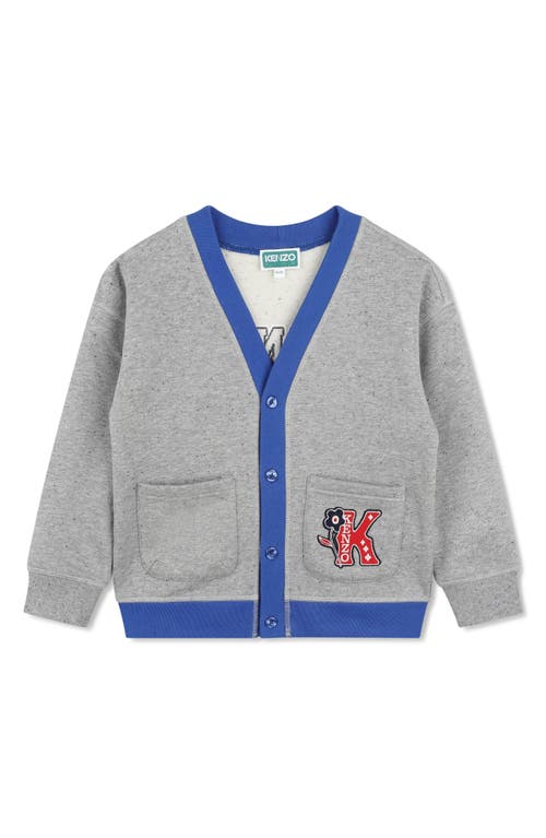 Shop Kenzo Kids' Logo Patch Fleece Varsity Cardigan In Grey Marl