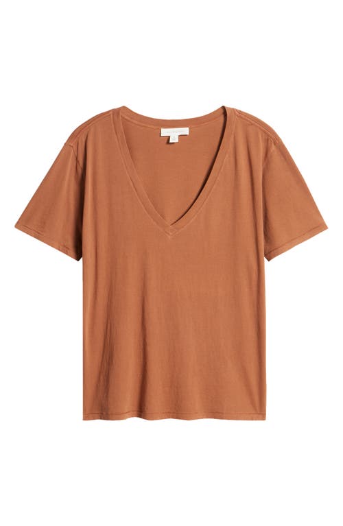 Shop Treasure & Bond Oversize V-neck Cotton T-shirt In Rust Sequoia