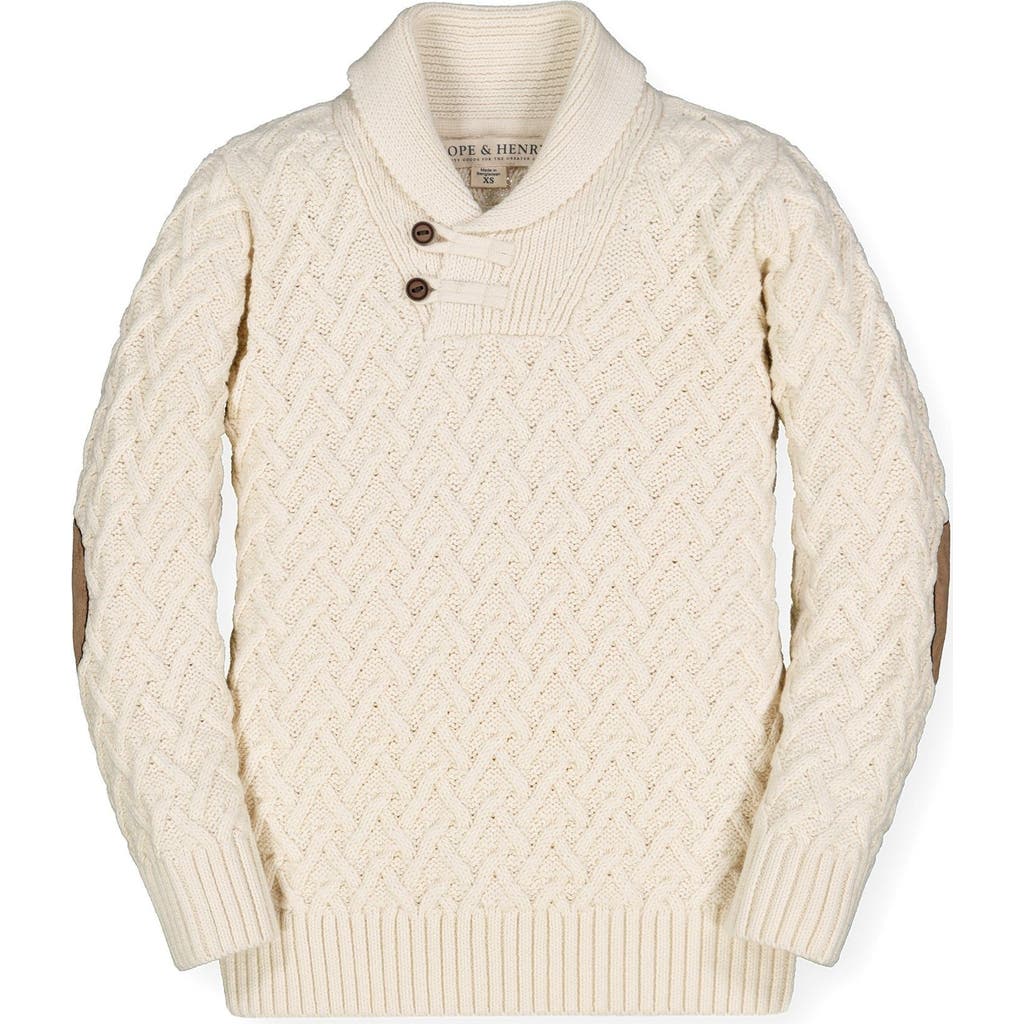 Shop Hope & Henry Boys' Shawl Collar Sweater, Kids In Ivory Herringbone Cable