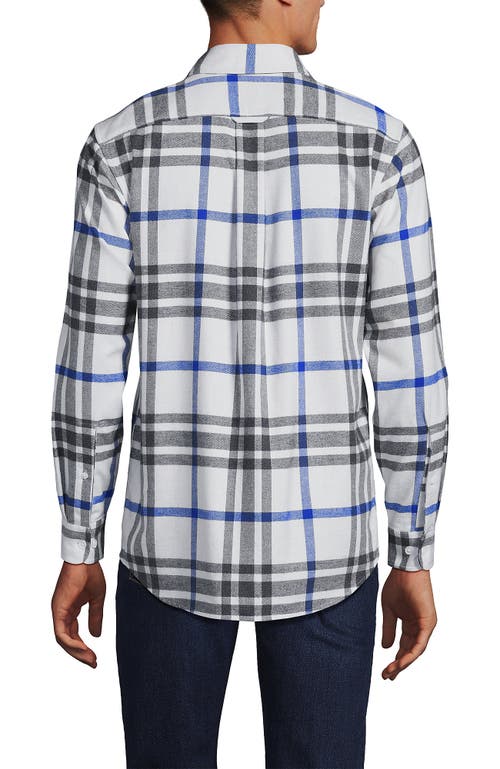 Shop Lands' End Traditional Fit Flagship Flannel Shirt In Bright White Heather Plaid