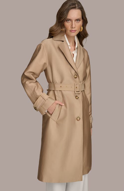Shop Donna Karan New York Water Resistant Single Breasted Trench Coat In Khaki