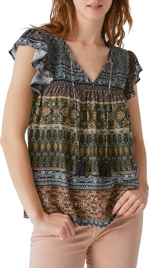 Lucky Brand Leah Flutter Sleeve Top