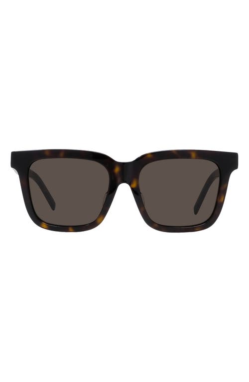 Givenchy Gv Day 53mm Rectangular Sunglasses In Dark Havana/brown