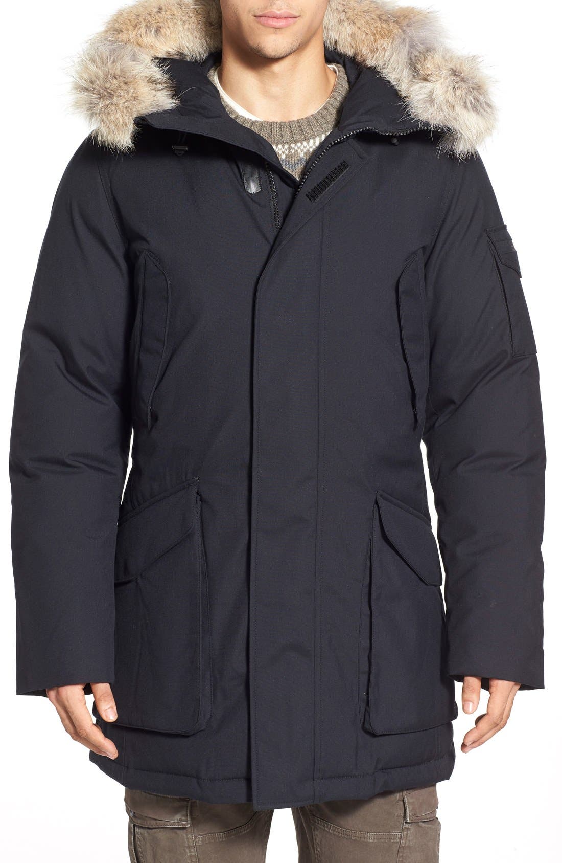 Woolrich 'Teton Explorer' Longline Parka with Genuine Coyote Fur Trim