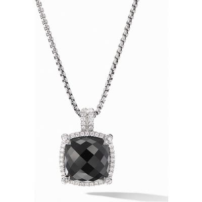 David Yurman Chatelaine Pave Bezel Pendant Necklace
