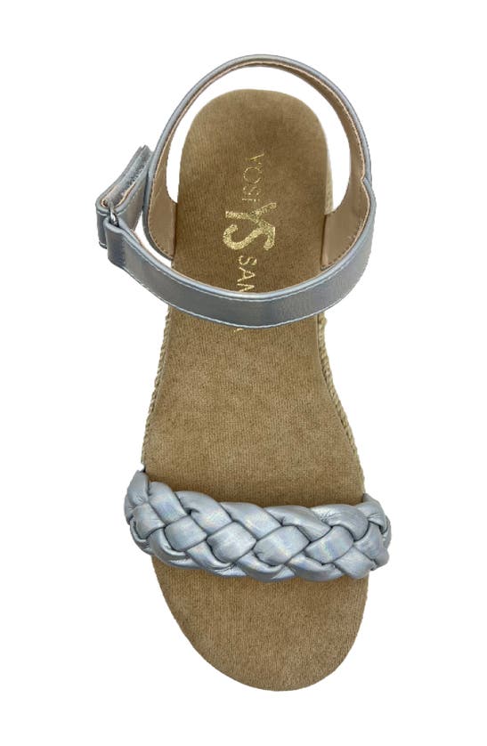 Shop Yosi Samra Kids' Miss April Ankle Strap Espadrille Platform Wedge Sandal In Silver Iridescent