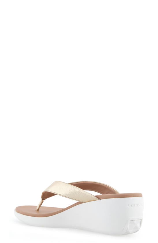 Shop Aerosoles Isha Wedge Flip Flop Sandal In Soft Gold Pu