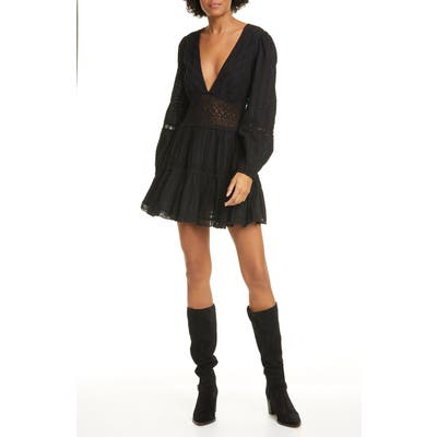 Free People The Delightful Long Sleeve Minidress, Black
