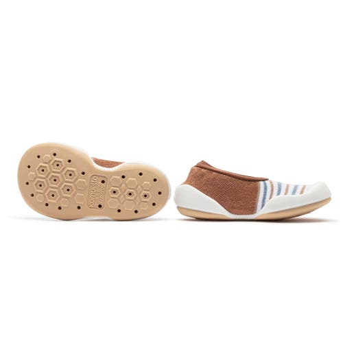 Komuello Toddler Sock Shoes Flat In Brown Stripe