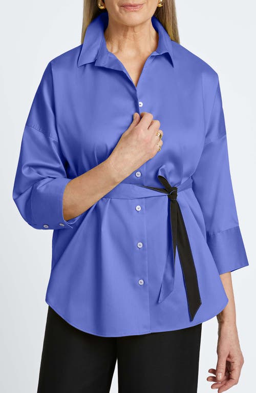 Shop Foxcroft Avery Stretch Button-up Shirt In Lapis