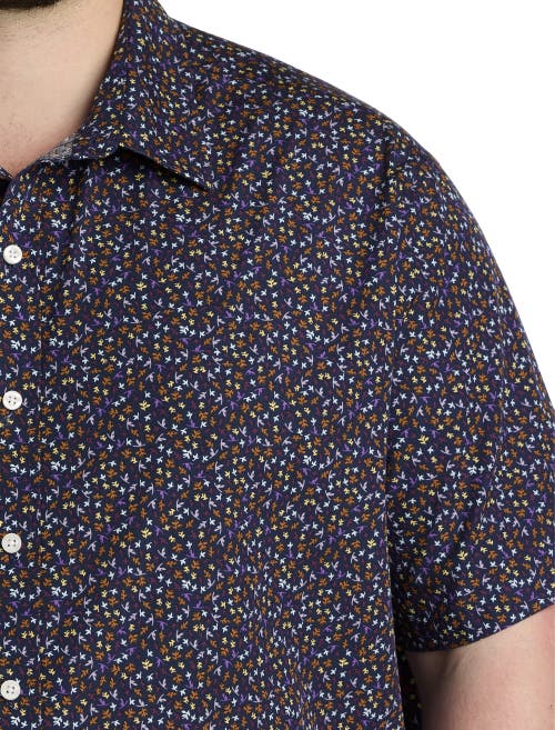 Shop True Nation By Dxl Leaf Print Sport Shirt In Navy