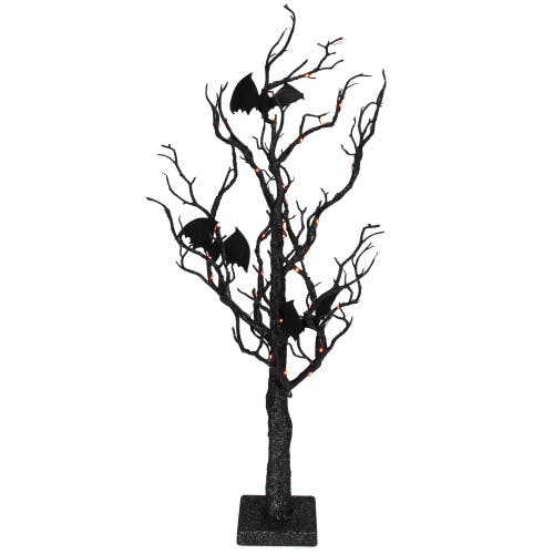 Shop Northlight Led Lighted Glittered Halloween Tree With Bats In Black