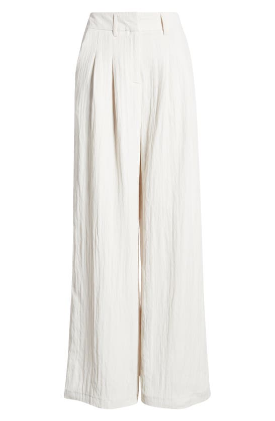 Noisy May Amanda High Waist Wide Leg Pants In Pearled Ivory