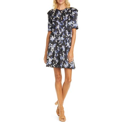Veronica Beard Camillie Floral Stretch Silk Minidress, Black
