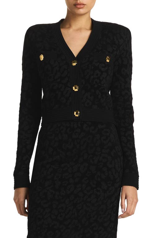 St. John Evening Metallic Leopard Jacquard Knit Jacket in Black at Nordstrom, Size X-Large