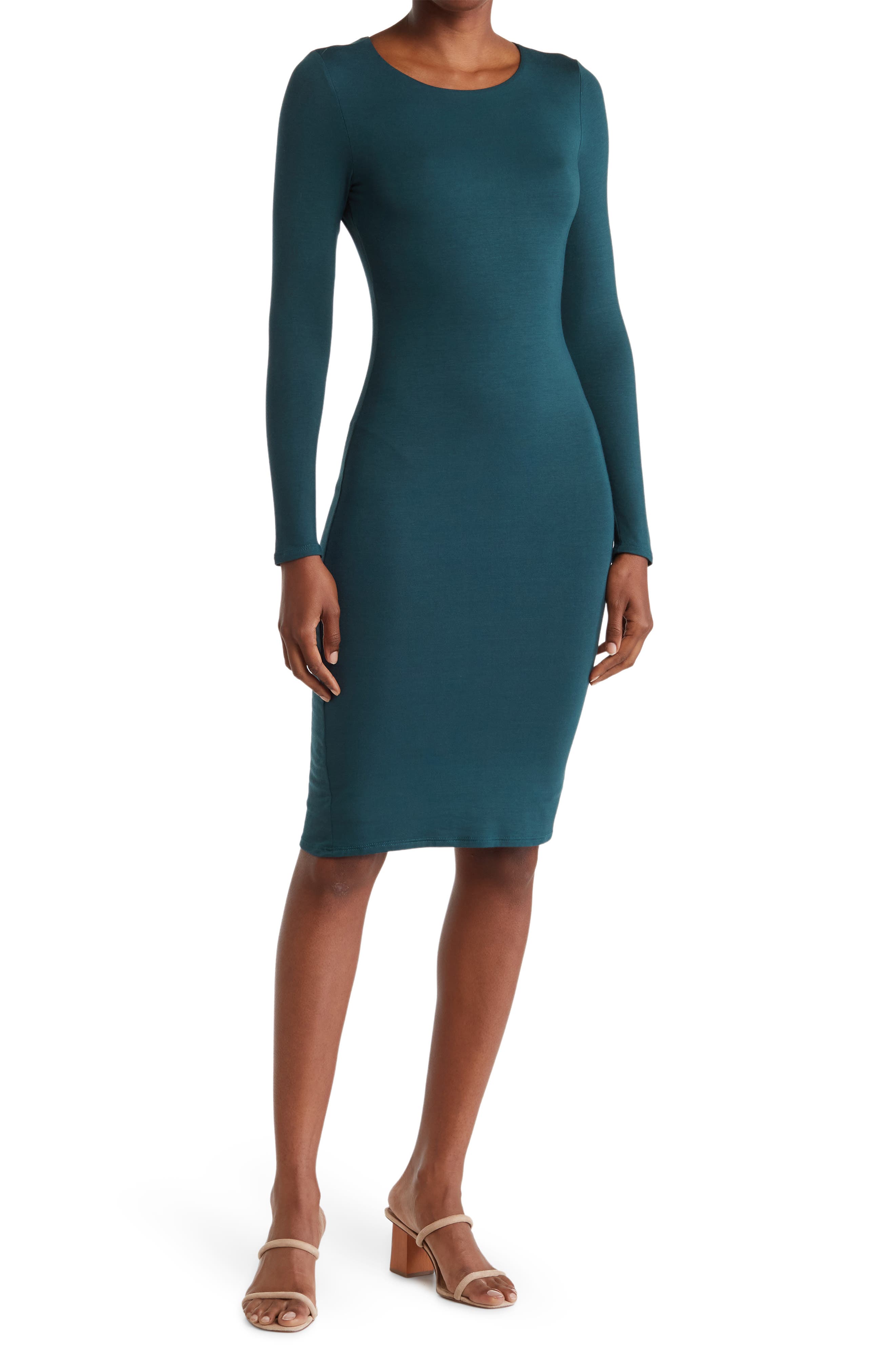 Velvet Torch Long Sleeve Bodycon Midi Dress in Hunter Green at Nordstrom Rack, Size Medium