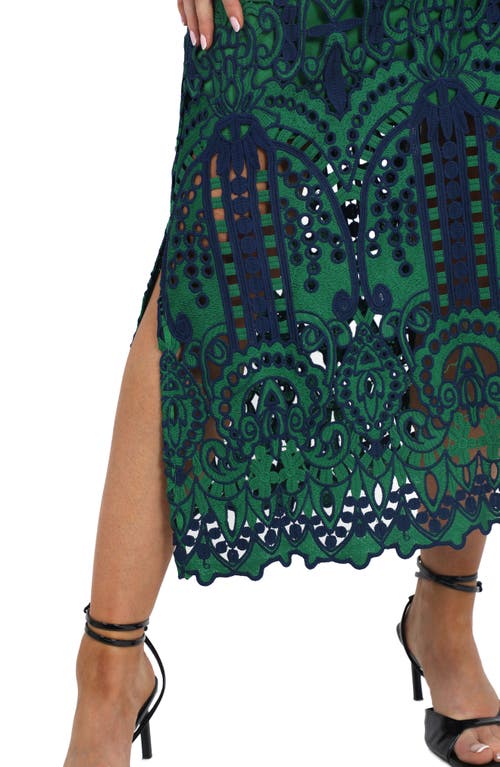 Shop Adelyn Rae Lace Midi Dress In Navy Emerald