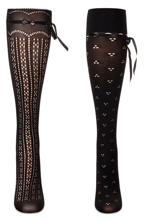 Memoi Assorted 2-pack Knee High Socks In Black-beige