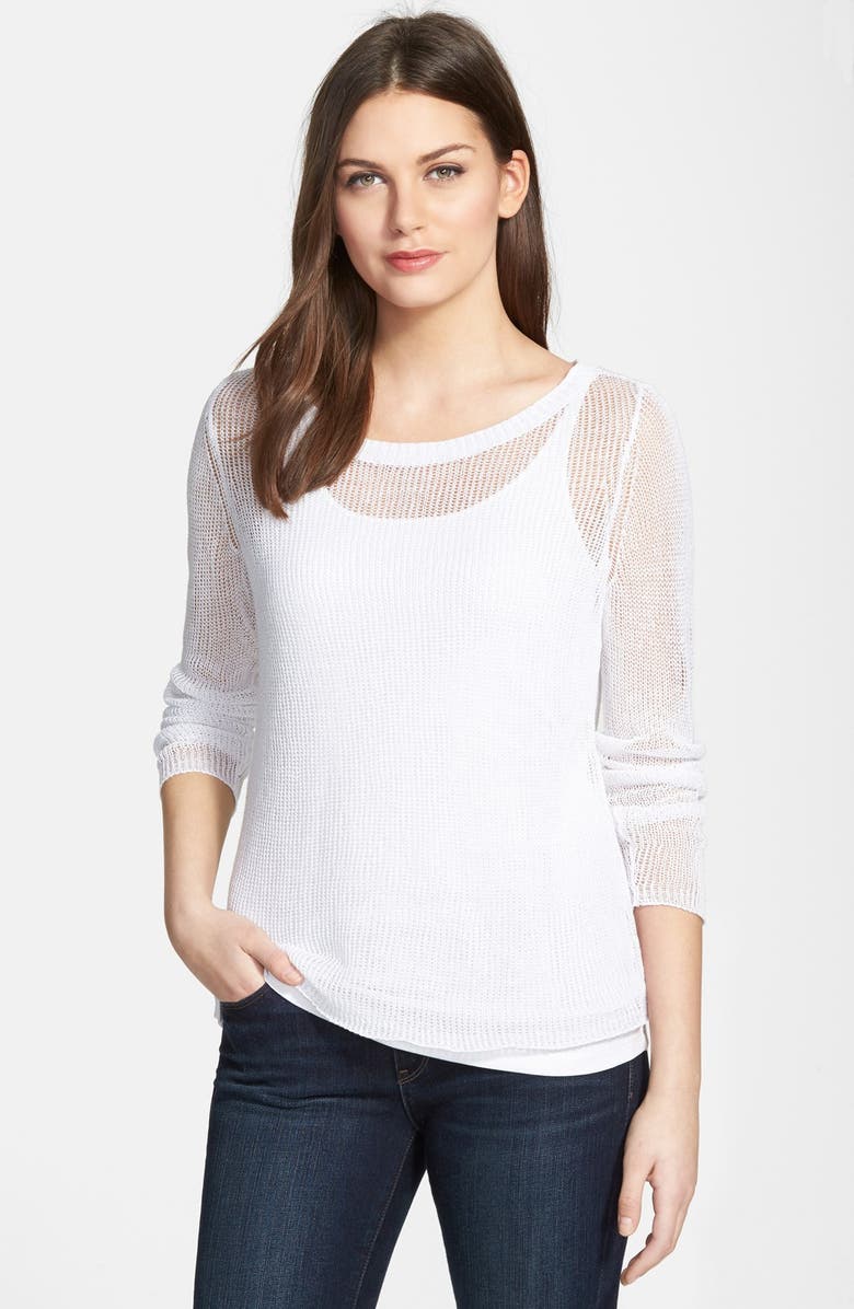 Eileen Fisher Linen Bateau Neck Boxy Sweater (Online Only) | Nordstrom