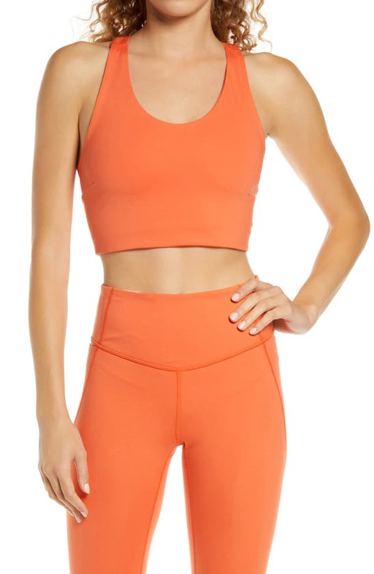 Zella Studio Lite Longline Bra In Orange Lily
