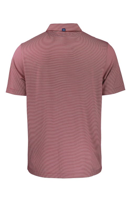 Shop Cutter & Buck Double Stripe Performance Recycled Polyester Polo In Bordeaux/white