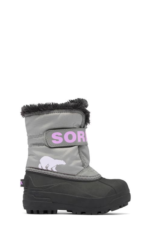 Shop Sorel Kids' Snow Commander Insulated Waterproof Boot In Chrome Grey/euphoric Lilac