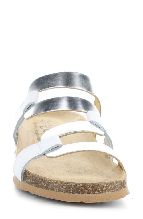 Shop Bos. & Co. Luzzie Wedge Slide Sandal In White/silver Crust/m