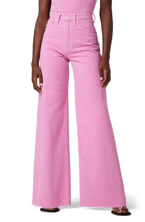 Hudson Jeans James High Waist Raw Hem Wide Leg Jeans in Fuchsia Pink