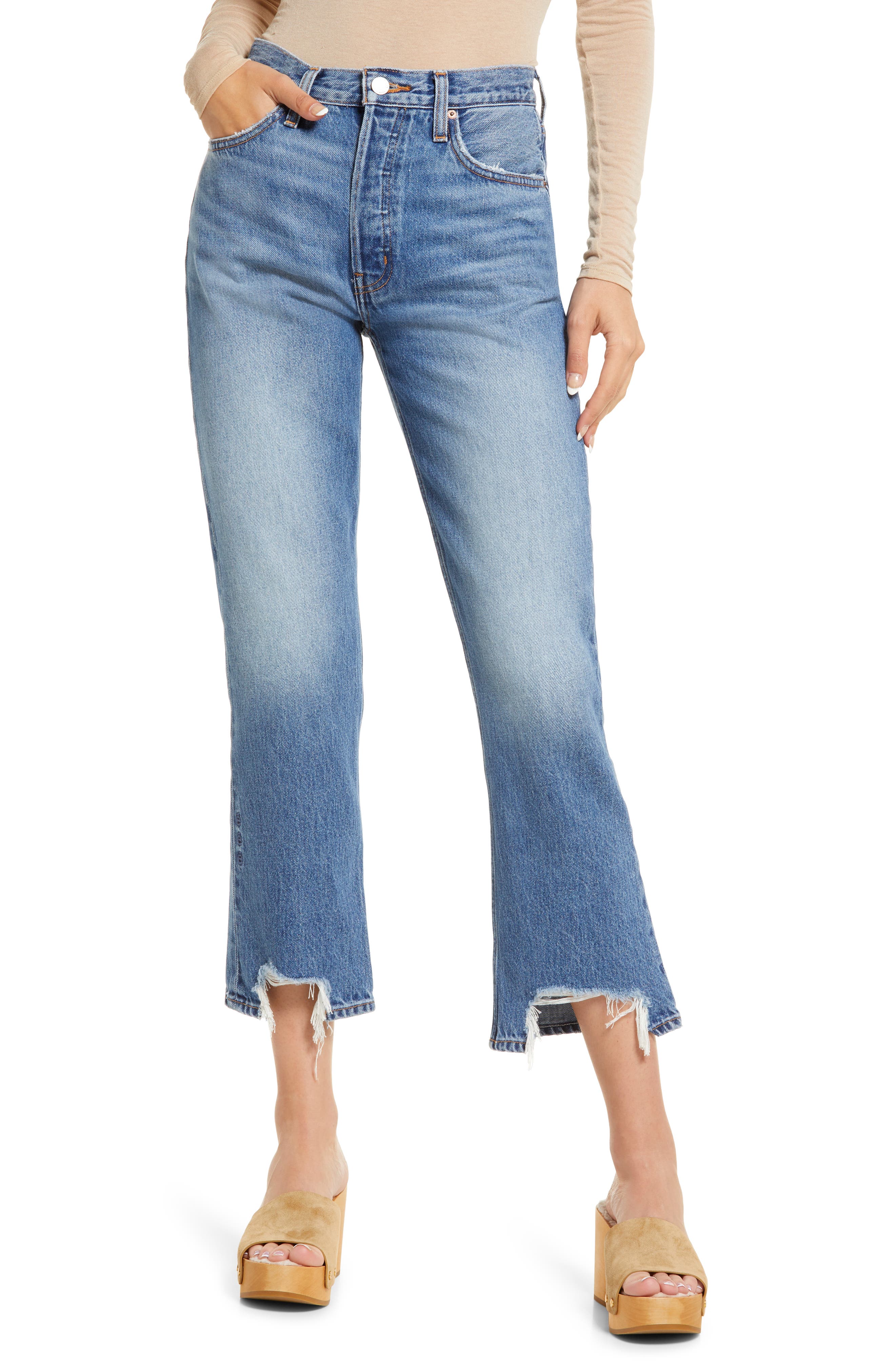 flare capri jeans