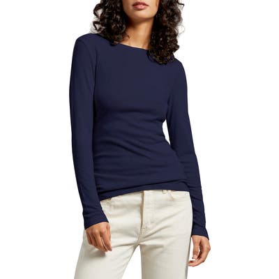Michael Stars Kristen Long Sleeve Crewneck Tee, Size One Size - Blue