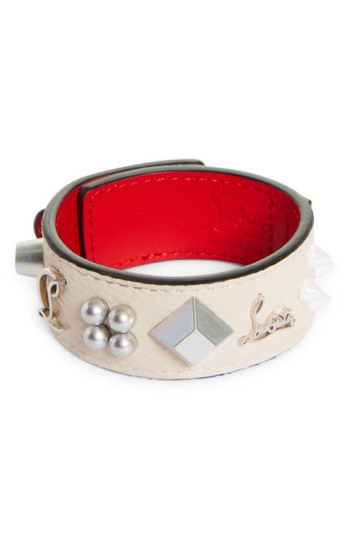 Shop Christian Louboutin Paloma Loubinthesky Leather Bracelet In F609 Leche/multi