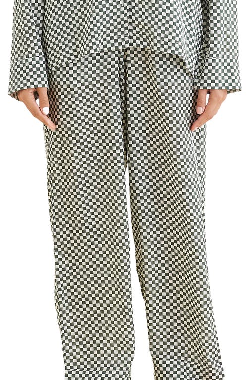 Papinelle Anais Checkerboard Cotton Blend Pajamas In Forest Green