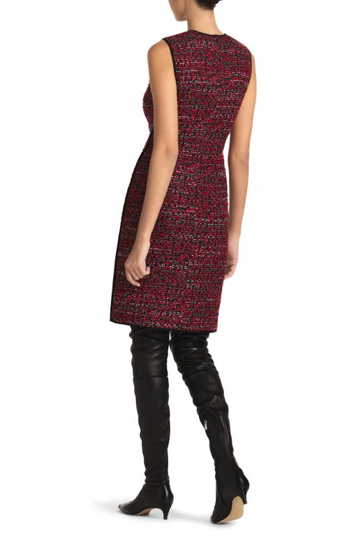 Shop St John St. John Collection Metallic Bouclette Tweed Sleeveless Sheath Dress In Crimson/black Multi