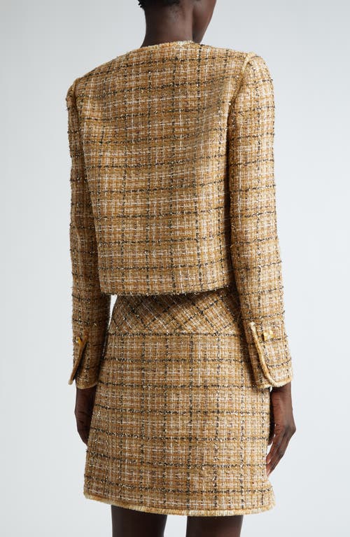 Shop St John St. John Collection Multiyarn Metallic Tweed Crop Jacket In Gold/canyon Multi