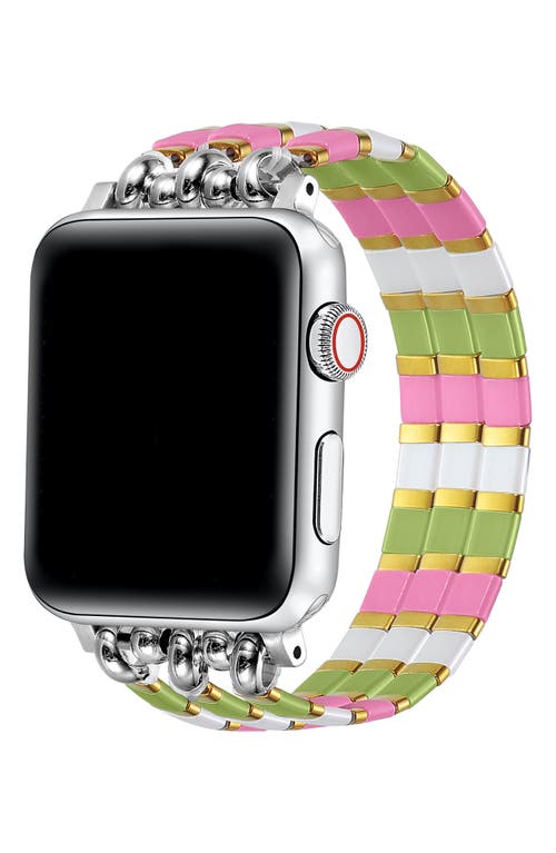 The Posh Tech Slim Beaded Bracelet Apple Watch® Watchband In Pink
