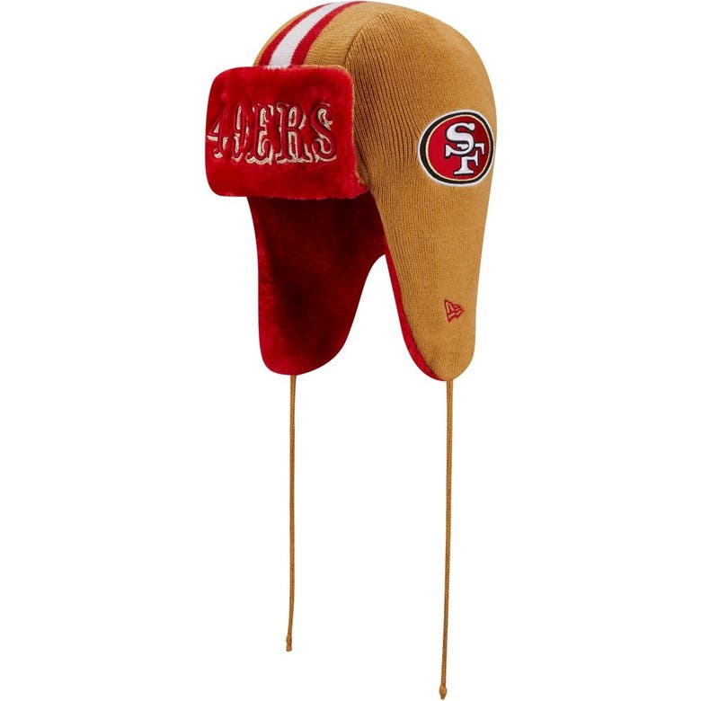 NEW ERA NEW ERA GOLD SAN FRANCISCO 49ERS HELMET HEAD TRAPPER KNIT HAT