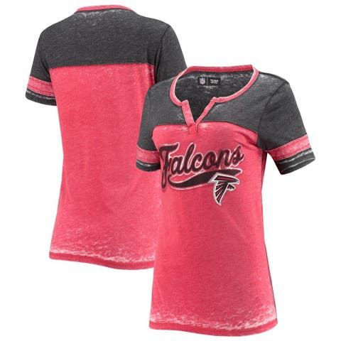 Miami Marlins 5th & Ocean by New Era Women's V-Neck Tri-Blend with Yoke T-Shirt - Black, Size: Small