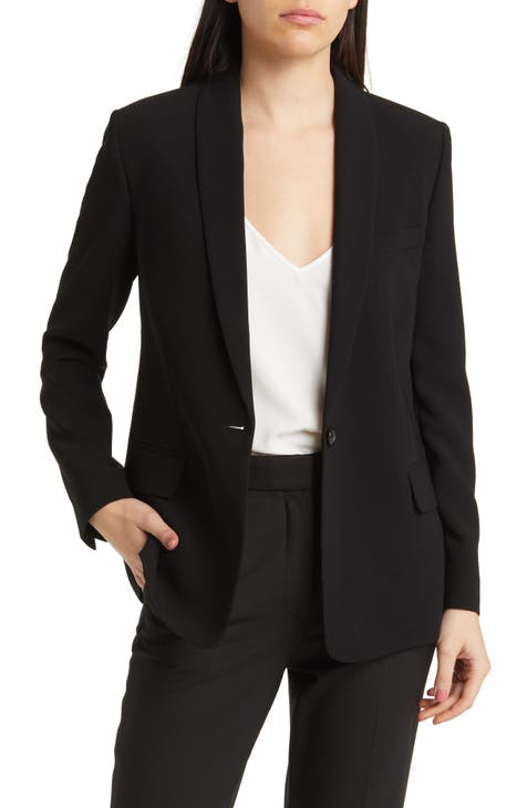 Business Casual Suit Jacket Women Formal Slim One Button Long