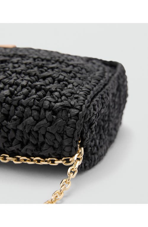 Shop Mango Braided Raffia Bag In Black