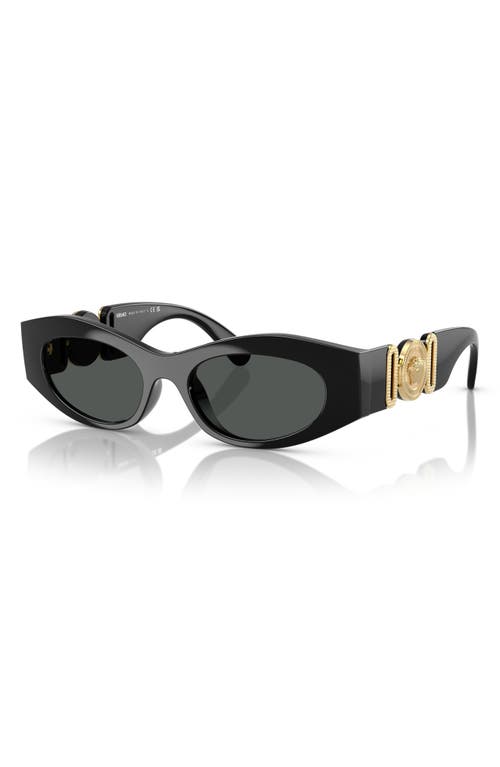 Shop Versace 51mm Oval Sunglasses In Dark Grey