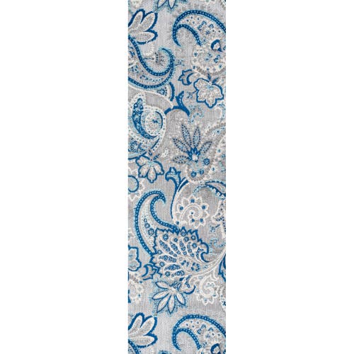 Jonathan Y Gordes Paisley High-low Light Indoor/outdoor Area Rug In Light Gray/blue