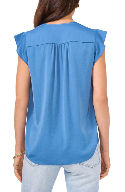 Shop Vince Camuto Ruffle Sleeve Satin Top In Vintage Blue