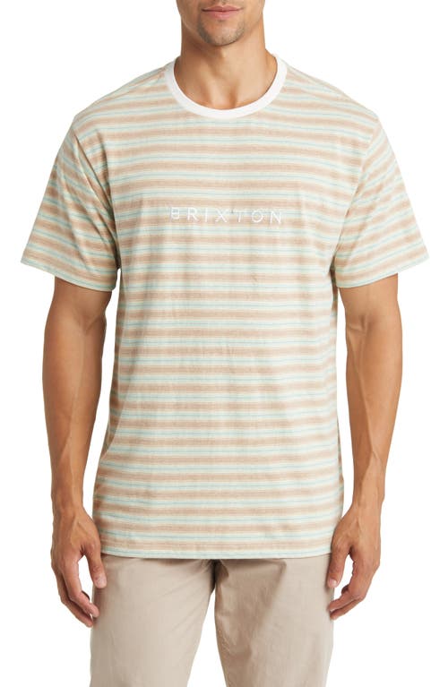 Hilt Alpha Line Stripe Cotton T-Shirt in Twig/whitecap/seafoam