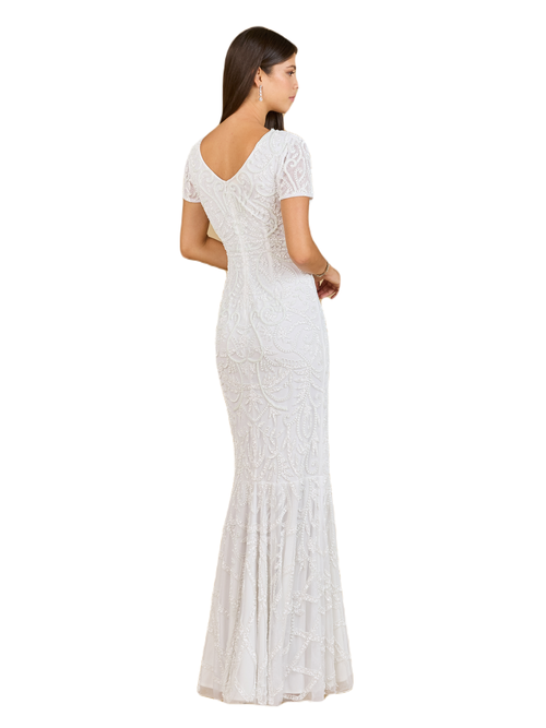 Shop Lara New York Cap Sleeve Beaded Wedding Gown In Ivory