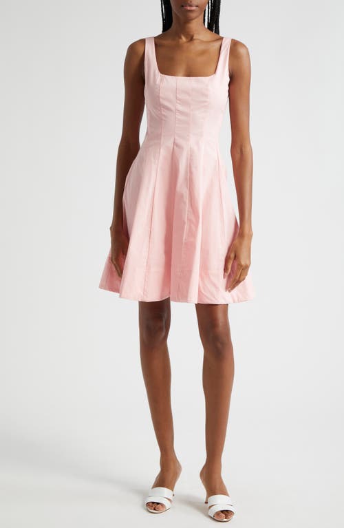 STAUD Wells Stretch Poplin Fit & Flare Minidress Pearl Pink at Nordstrom,