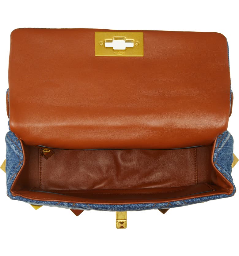 Medium Roman Stud Denim Shoulder Bag Medium Roman Stud Denim Shoulder Bag