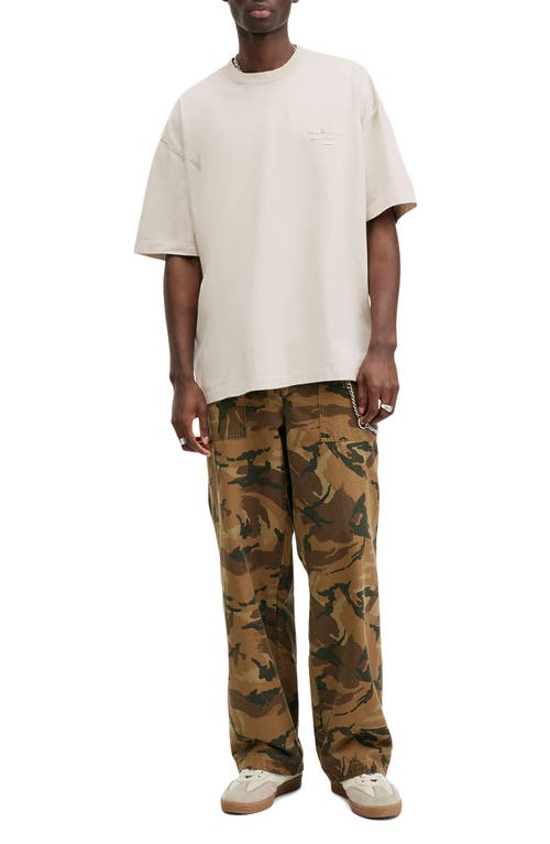 Allsaints Xander Flocked Logo Oversized T-shirt In Muted White